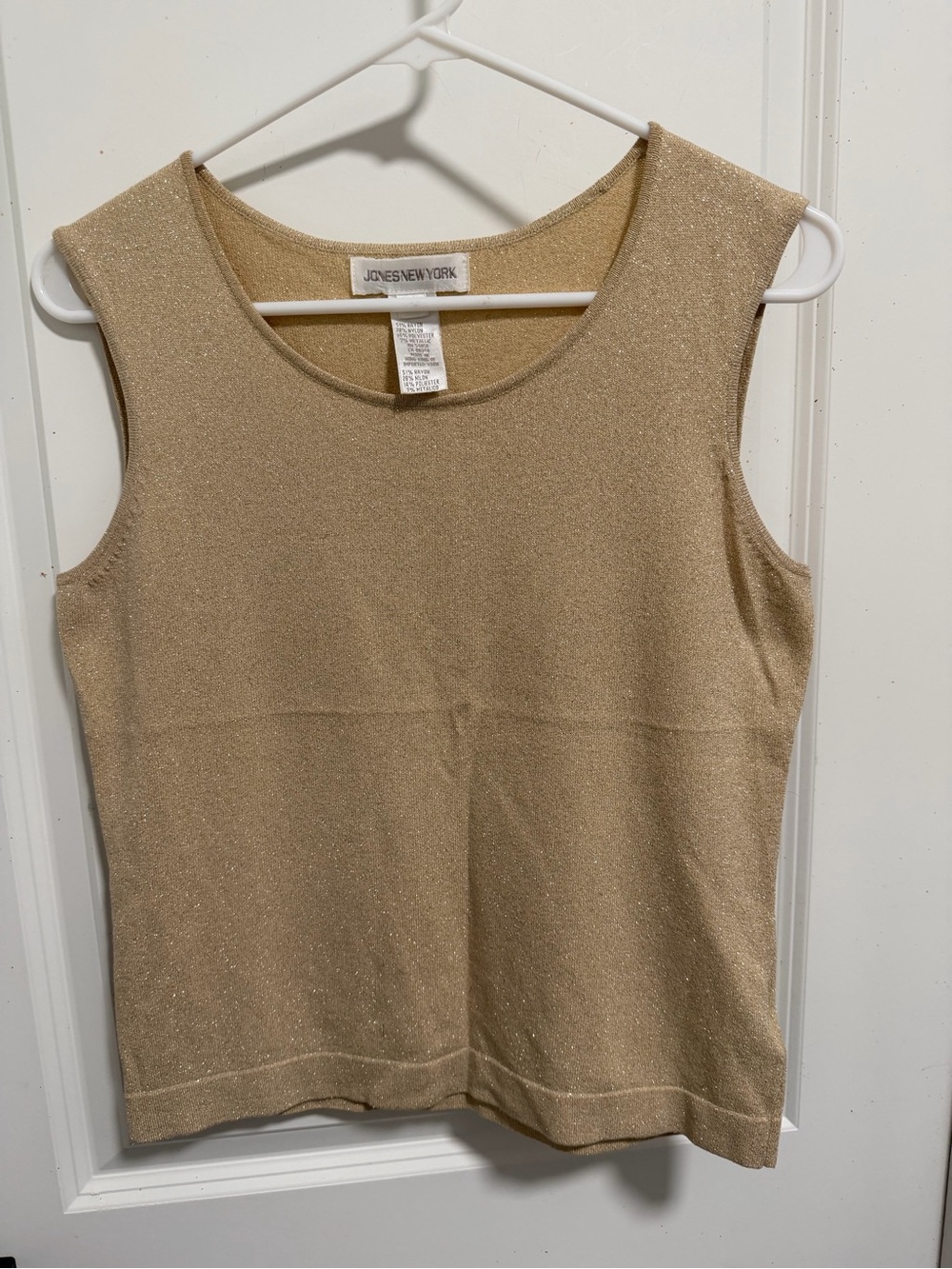 Jones New York Shimmering Beige Metallic Tank Top